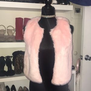 Pink fur vest